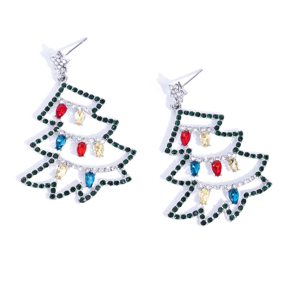 Festive Multicolor Christmas Tree Earrings